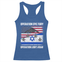 Operation Epic Fury Lions Roar Racerback Tank Top USA Israel Flag Freedom Defense