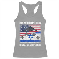 Operation Epic Fury Lions Roar Racerback Tank Top USA Israel Flag Freedom Defense