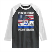 Operation Epic Fury Lions Roar Raglan Shirt USA Israel Flag Freedom Defense