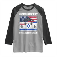 Operation Epic Fury Lions Roar Raglan Shirt USA Israel Flag Freedom Defense