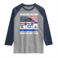 Operation Epic Fury Lions Roar Raglan Shirt USA Israel Flag Freedom Defense