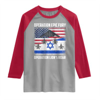 Operation Epic Fury Lions Roar Raglan Shirt USA Israel Flag Freedom Defense
