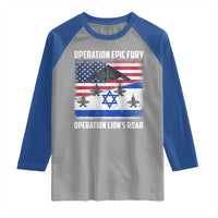 Operation Epic Fury Lions Roar Raglan Shirt USA Israel Flag Freedom Defense
