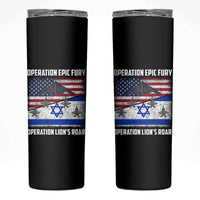 Operation Epic Fury Lions Roar Skinny Tumbler USA Israel Flag Freedom Defense