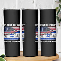 Operation Epic Fury Lions Roar Skinny Tumbler USA Israel Flag Freedom Defense