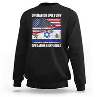 Operation Epic Fury Lions Roar Sweatshirt USA Israel Flag Freedom Defense