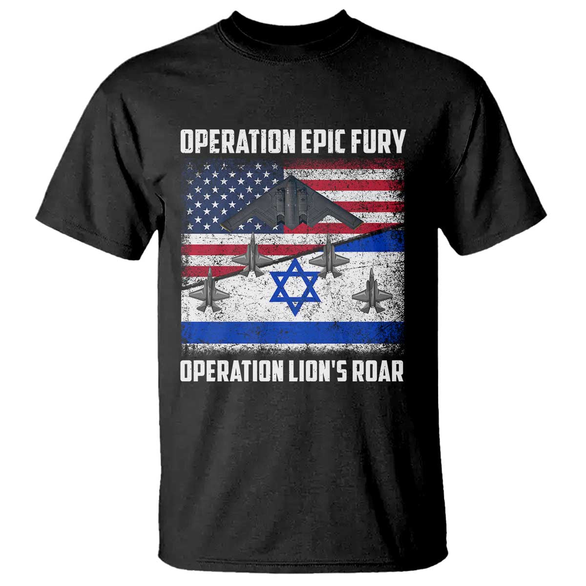 Operation Epic Fury Lions Roar T Shirt USA Israel Flag Freedom Defense