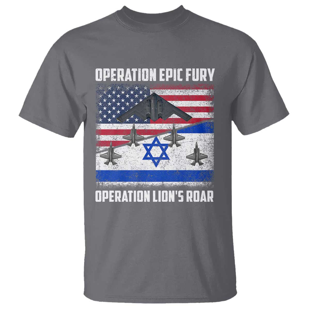 Operation Epic Fury Lions Roar T Shirt USA Israel Flag Freedom Defense