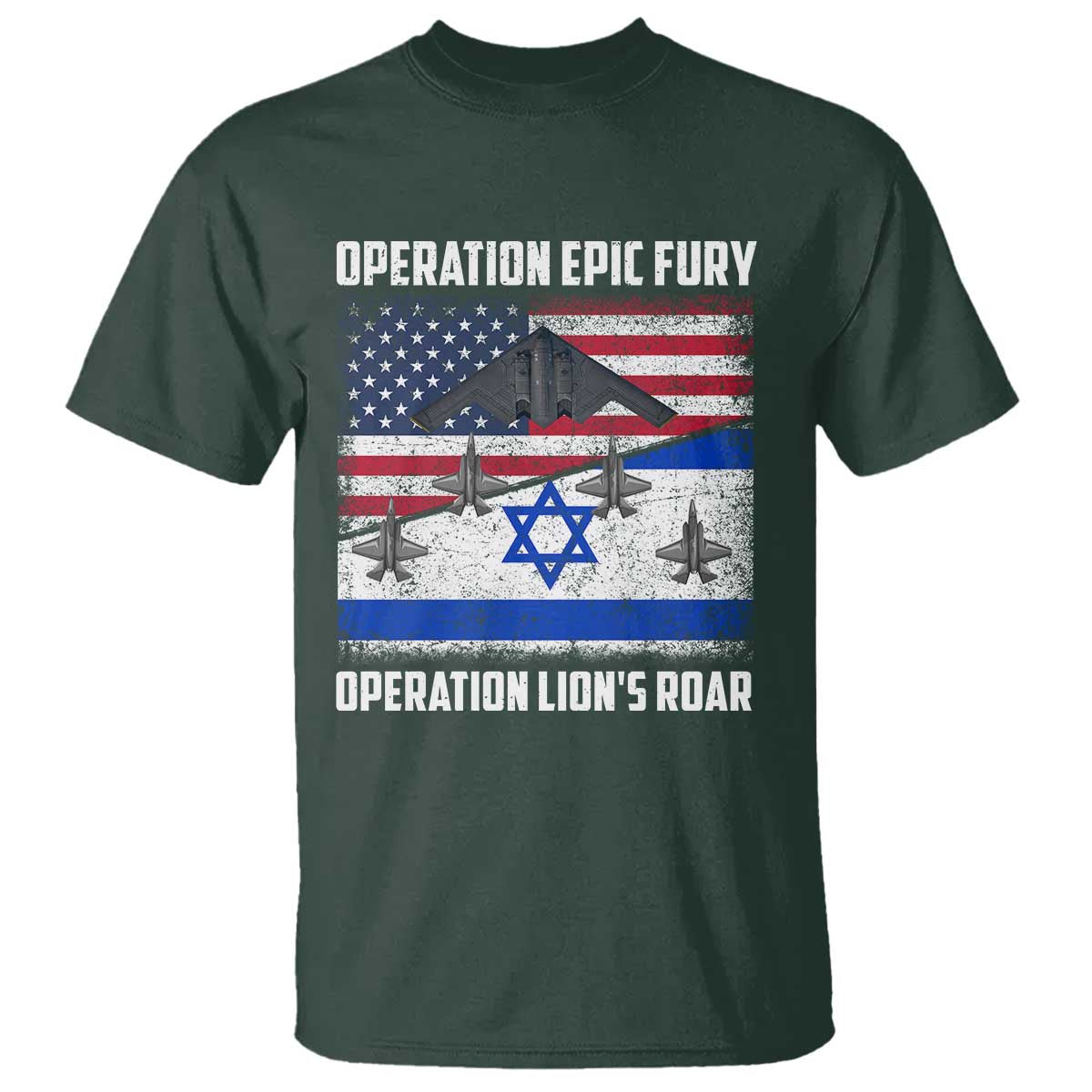 Operation Epic Fury Lions Roar T Shirt USA Israel Flag Freedom Defense