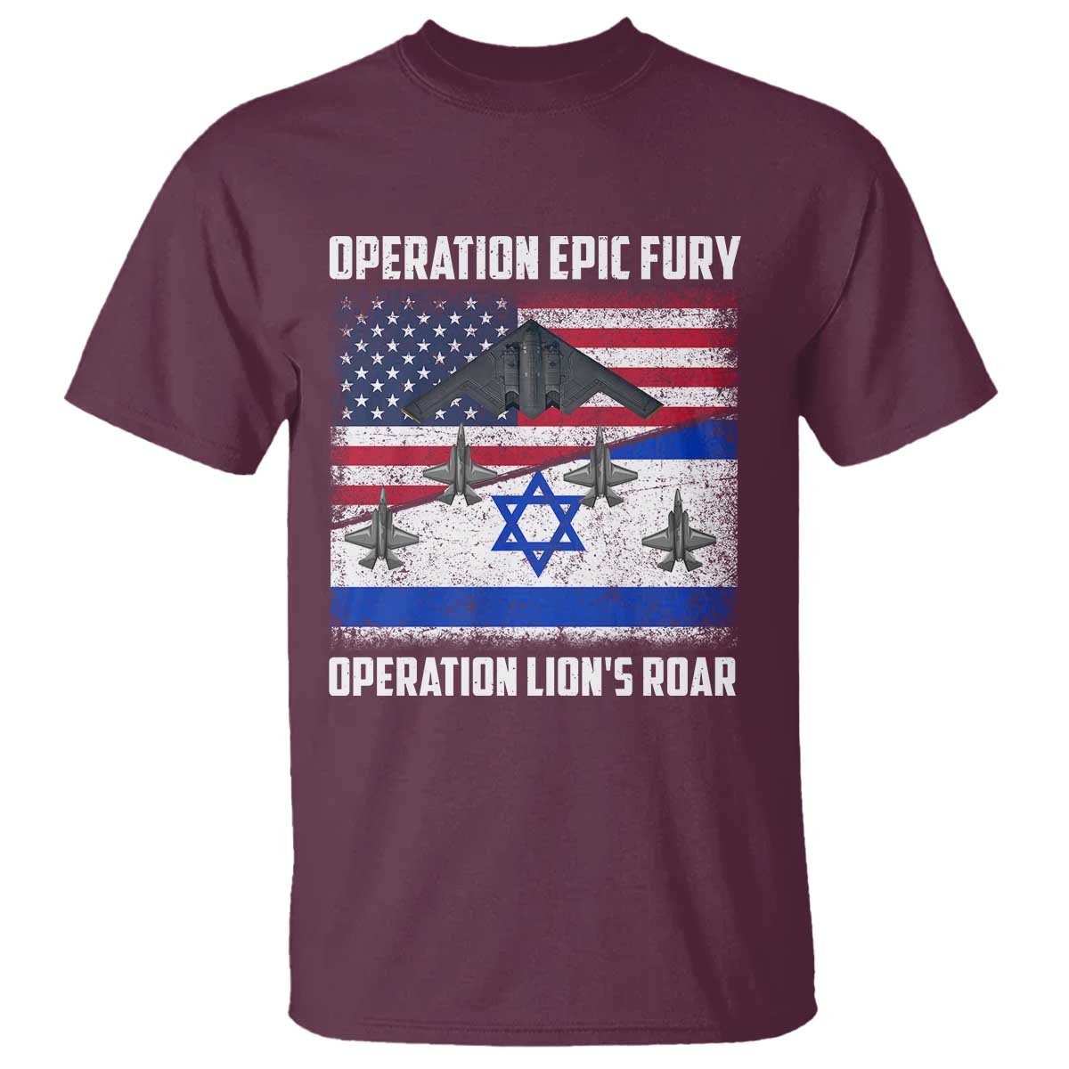 Operation Epic Fury Lions Roar T Shirt USA Israel Flag Freedom Defense