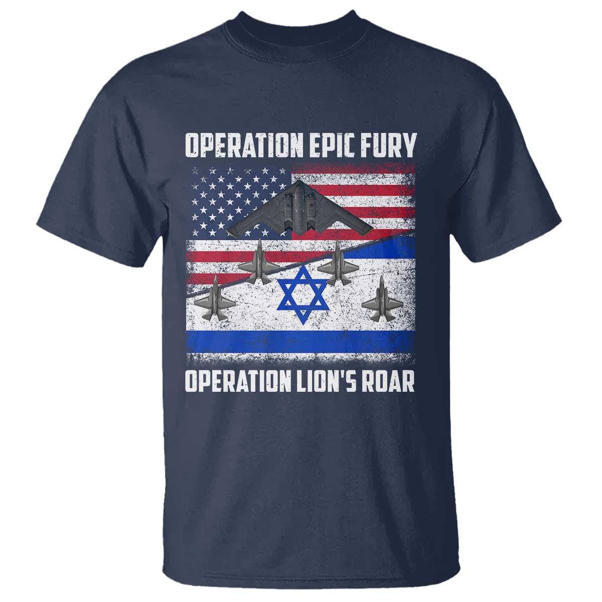 Operation Epic Fury Lions Roar T Shirt USA Israel Flag Freedom Defense