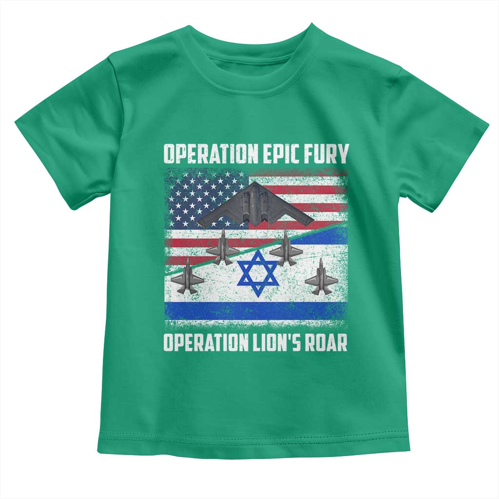 Operation Epic Fury Lions Roar Toddler T Shirt USA Israel Flag Freedom Defense