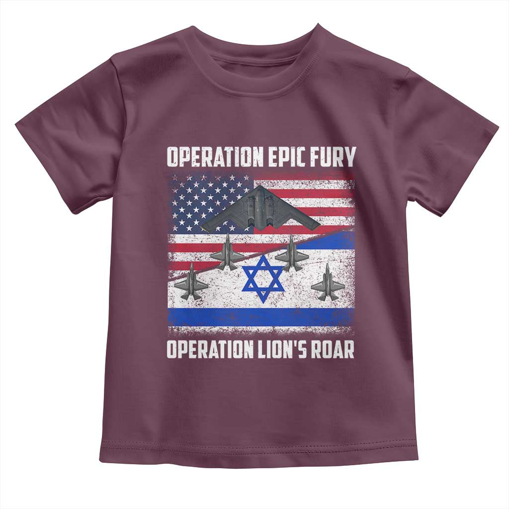 Operation Epic Fury Lions Roar Toddler T Shirt USA Israel Flag Freedom Defense