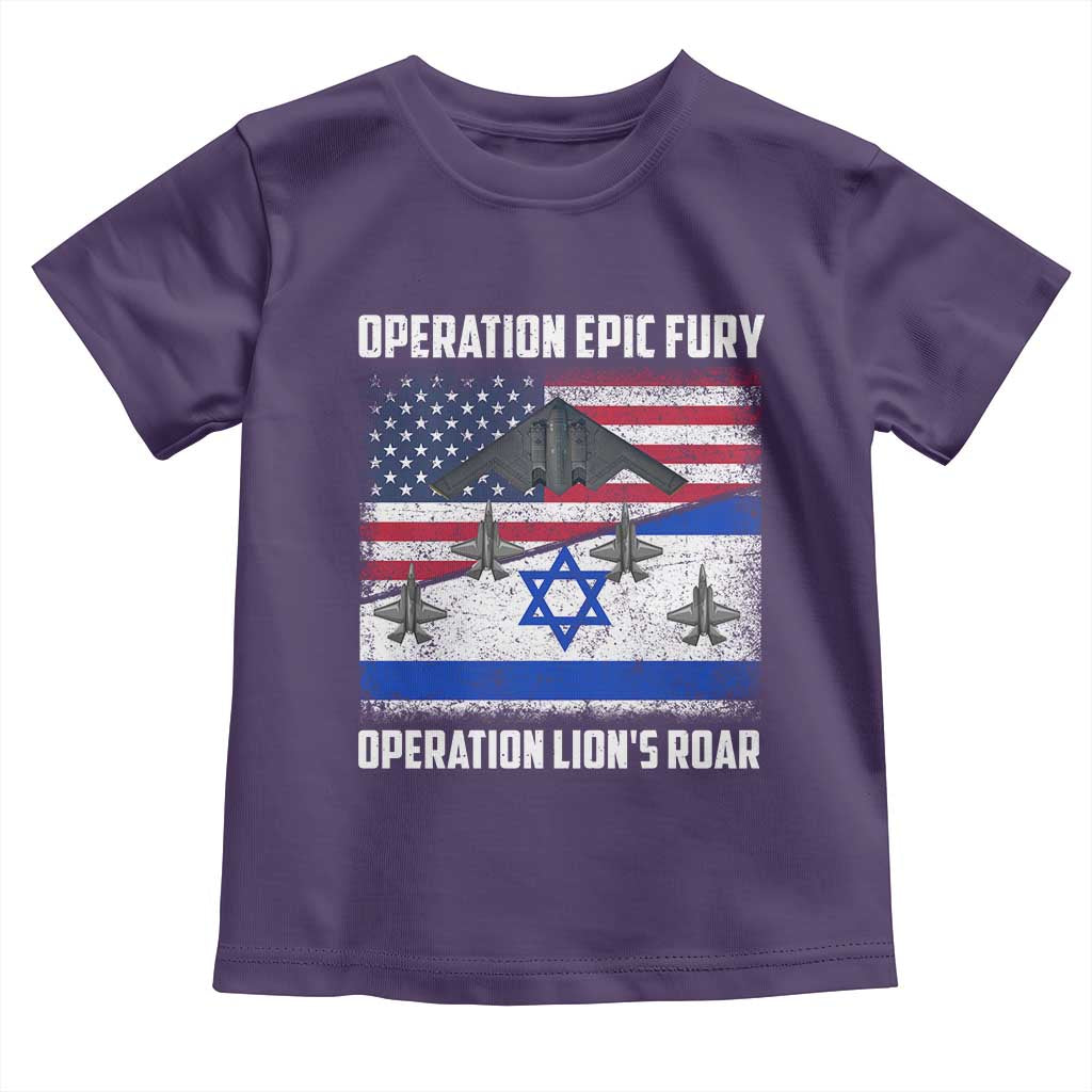 Operation Epic Fury Lions Roar Toddler T Shirt USA Israel Flag Freedom Defense