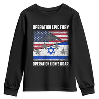 Operation Epic Fury Lions Roar Youth Sweatshirt USA Israel Flag Freedom Defense
