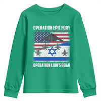 Operation Epic Fury Lions Roar Youth Sweatshirt USA Israel Flag Freedom Defense