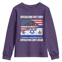 Operation Epic Fury Lions Roar Youth Sweatshirt USA Israel Flag Freedom Defense