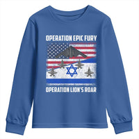 Operation Epic Fury Lions Roar Youth Sweatshirt USA Israel Flag Freedom Defense