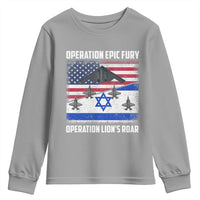 Operation Epic Fury Lions Roar Youth Sweatshirt USA Israel Flag Freedom Defense