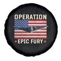 Operation Epic Fury Stealth Bomber American Flag Spare Tire Cover Powerful B2 Spirit USA Military Pride