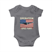 Operation Epic Fury Stealth Bomber American Flag Baby Onesie Powerful B2 Spirit USA Military Pride