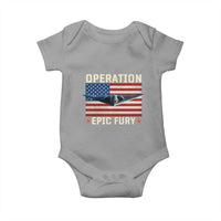 Operation Epic Fury Stealth Bomber American Flag Baby Onesie Powerful B2 Spirit USA Military Pride