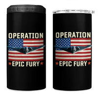 Operation Epic Fury Stealth Bomber American Flag 4 in 1 Can Cooler Tumbler Powerful B2 Spirit USA Military Pride