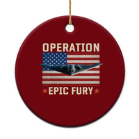 Operation Epic Fury Stealth Bomber American Flag Ceramic Ornament Powerful B2 Spirit USA Military Pride