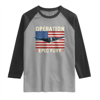Operation Epic Fury Stealth Bomber American Flag Raglan Shirt Powerful B2 Spirit USA Military Pride