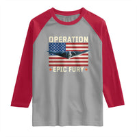 Operation Epic Fury Stealth Bomber American Flag Raglan Shirt Powerful B2 Spirit USA Military Pride