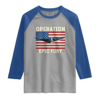 Operation Epic Fury Stealth Bomber American Flag Raglan Shirt Powerful B2 Spirit USA Military Pride