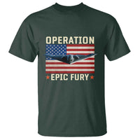 Operation Epic Fury Stealth Bomber American Flag T Shirt Powerful B2 Spirit USA Military Pride