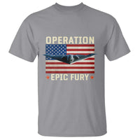 Operation Epic Fury Stealth Bomber American Flag T Shirt Powerful B2 Spirit USA Military Pride