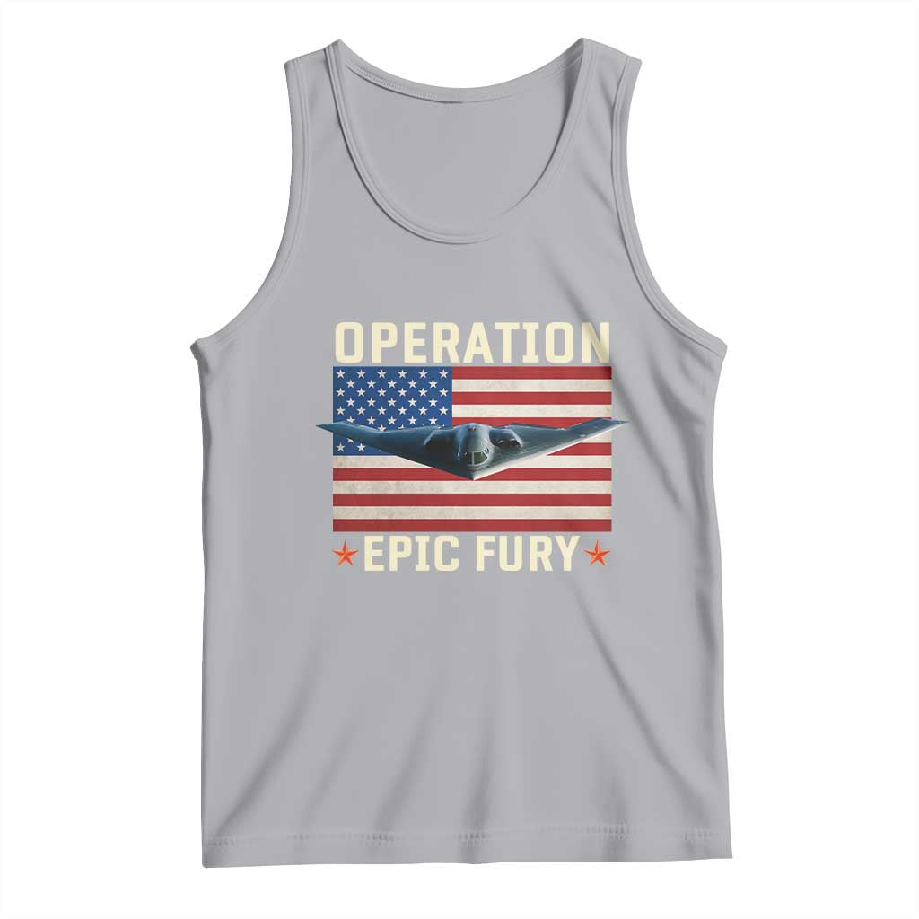 Operation Epic Fury Stealth Bomber American Flag Tank Top Powerful B2 Spirit USA Military Pride