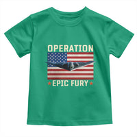 Operation Epic Fury Stealth Bomber American Flag Toddler T Shirt Powerful B2 Spirit USA Military Pride