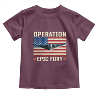 Operation Epic Fury Stealth Bomber American Flag Toddler T Shirt Powerful B2 Spirit USA Military Pride