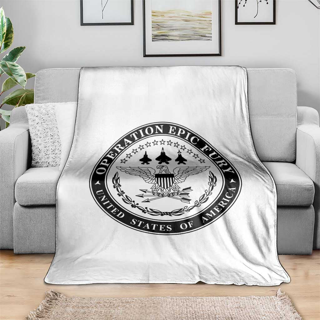 Operation Epic Fury USA Military Seal Throw Blanket Patriotic Air Power Aviation Tribute