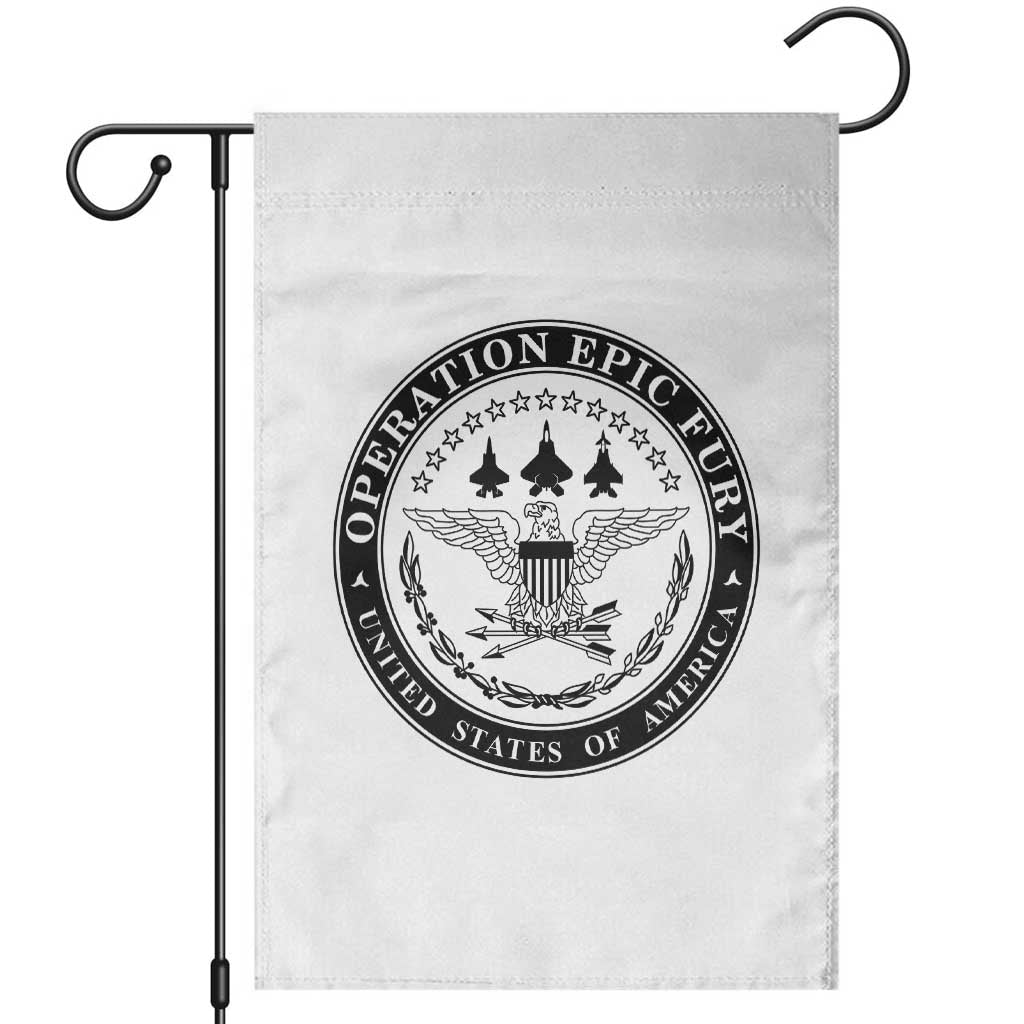 Operation Epic Fury USA Military Seal Garden Flag Patriotic Air Power Aviation Tribute