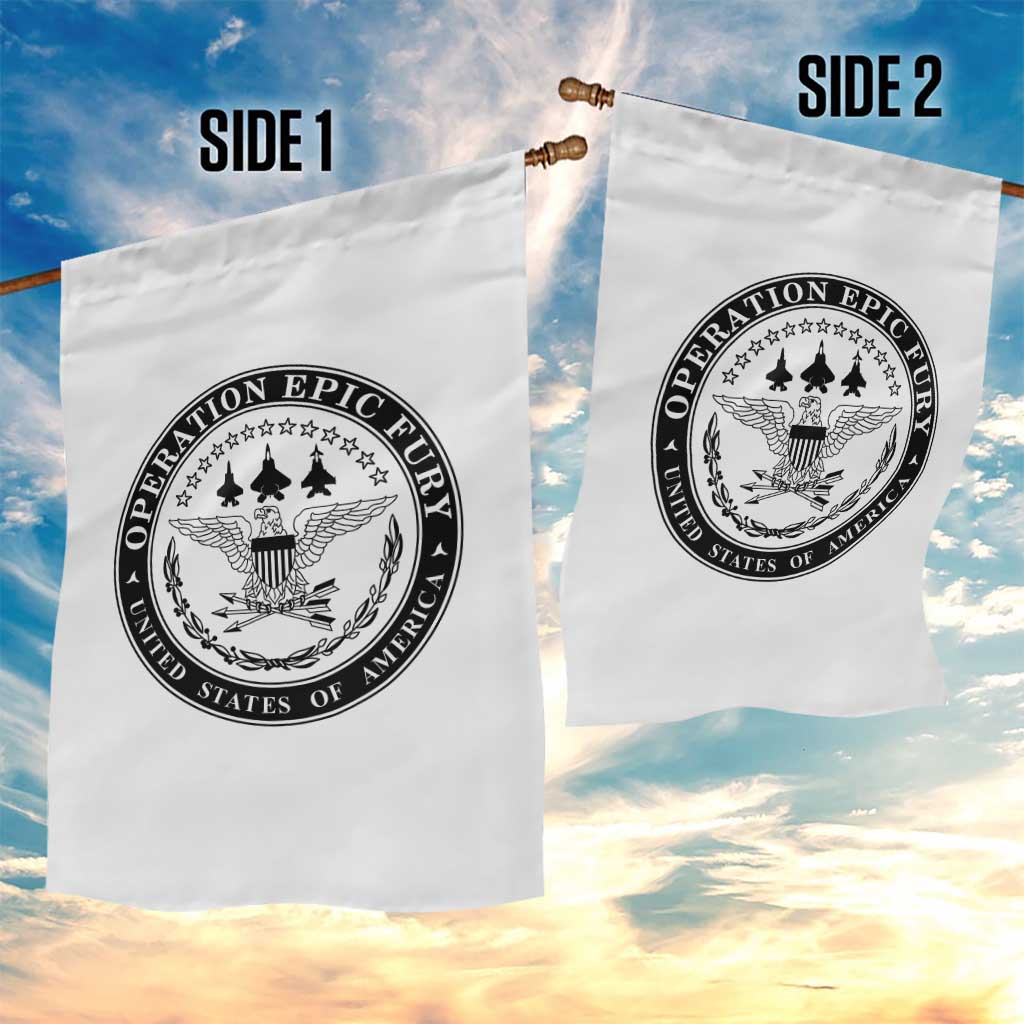 Operation Epic Fury USA Military Seal Garden Flag Patriotic Air Power Aviation Tribute