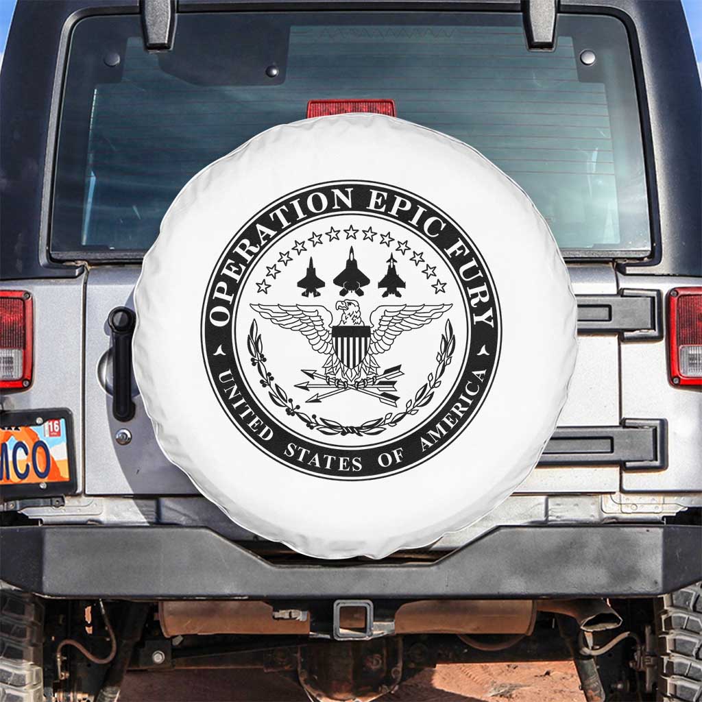 Operation Epic Fury USA Military Seal Spare Tire Cover Patriotic Air Power Aviation Tribute