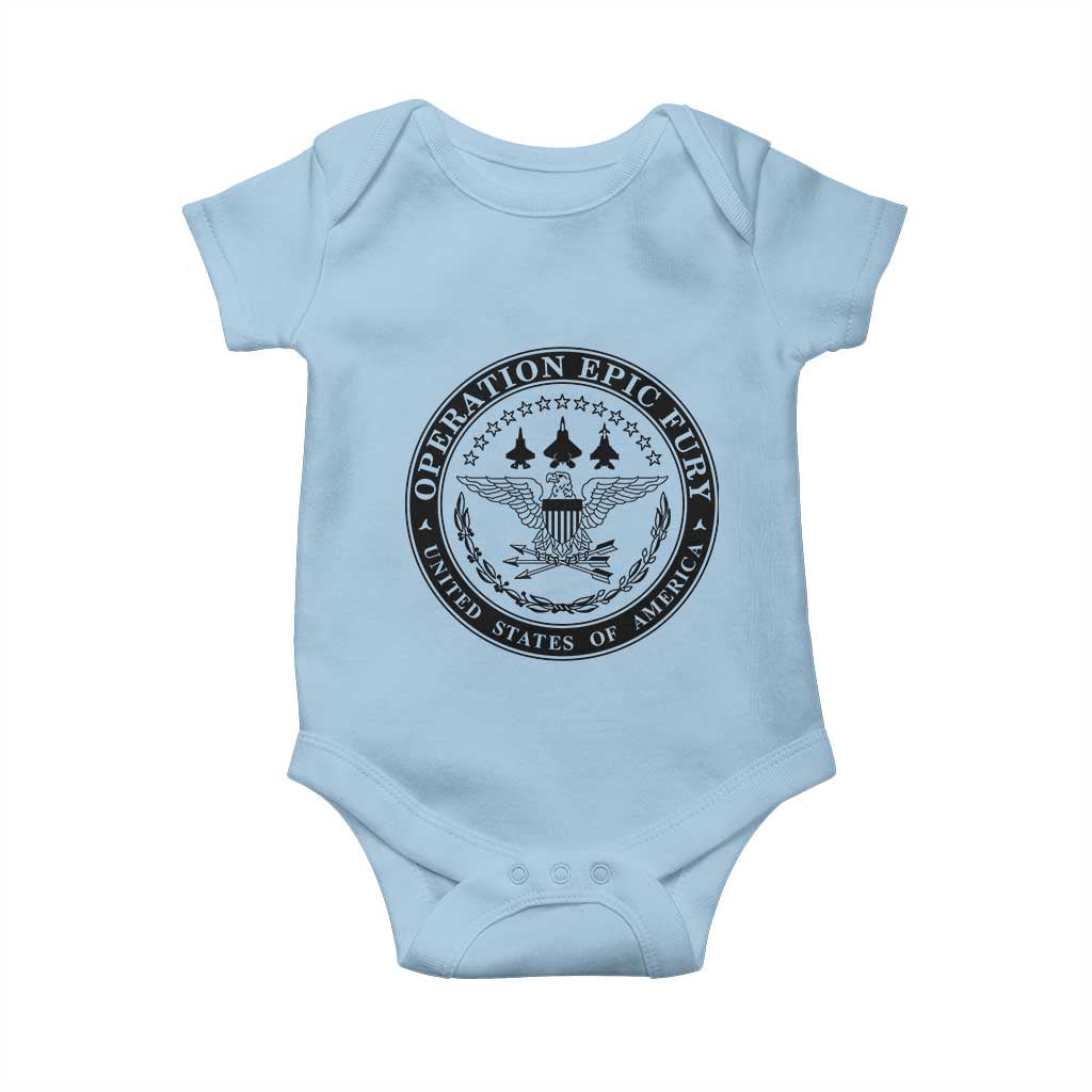 Operation Epic Fury USA Military Seal Baby Onesie Patriotic Air Power Aviation Tribute