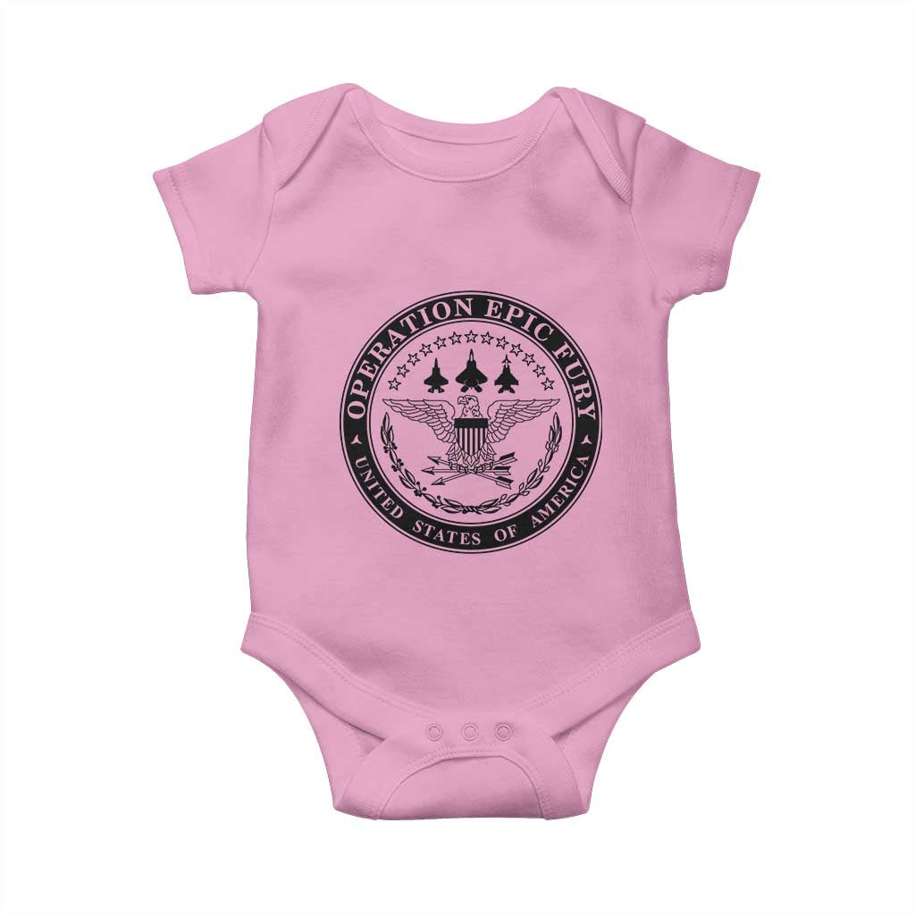 Operation Epic Fury USA Military Seal Baby Onesie Patriotic Air Power Aviation Tribute