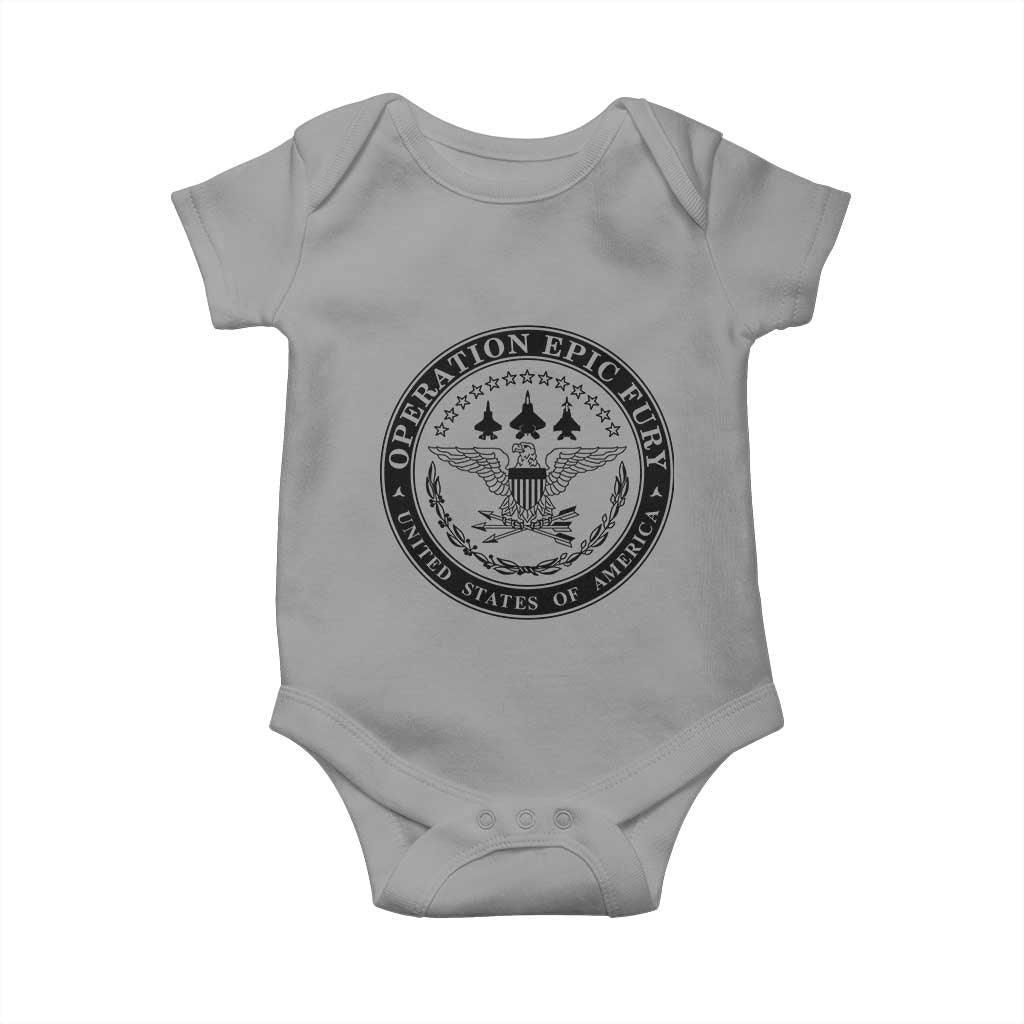 Operation Epic Fury USA Military Seal Baby Onesie Patriotic Air Power Aviation Tribute