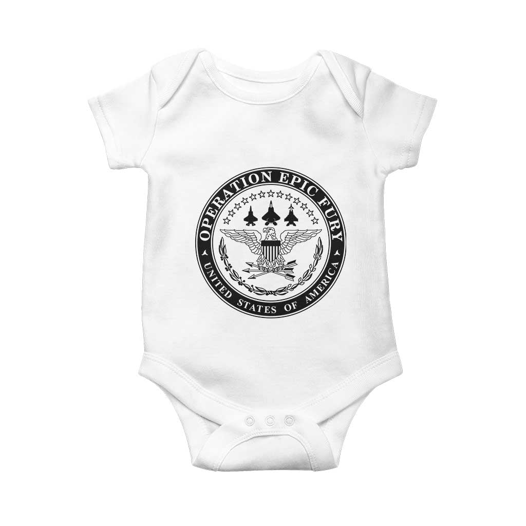 Operation Epic Fury USA Military Seal Baby Onesie Patriotic Air Power Aviation Tribute
