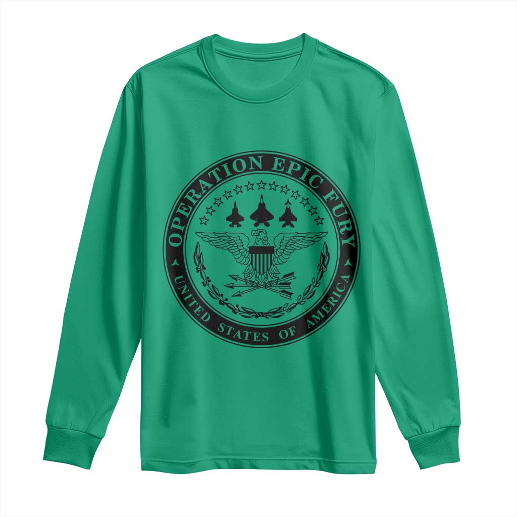 Operation Epic Fury USA Military Seal Long Sleeve Shirt Patriotic Air Power Aviation Tribute