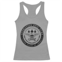 Operation Epic Fury USA Military Seal Racerback Tank Top Patriotic Air Power Aviation Tribute