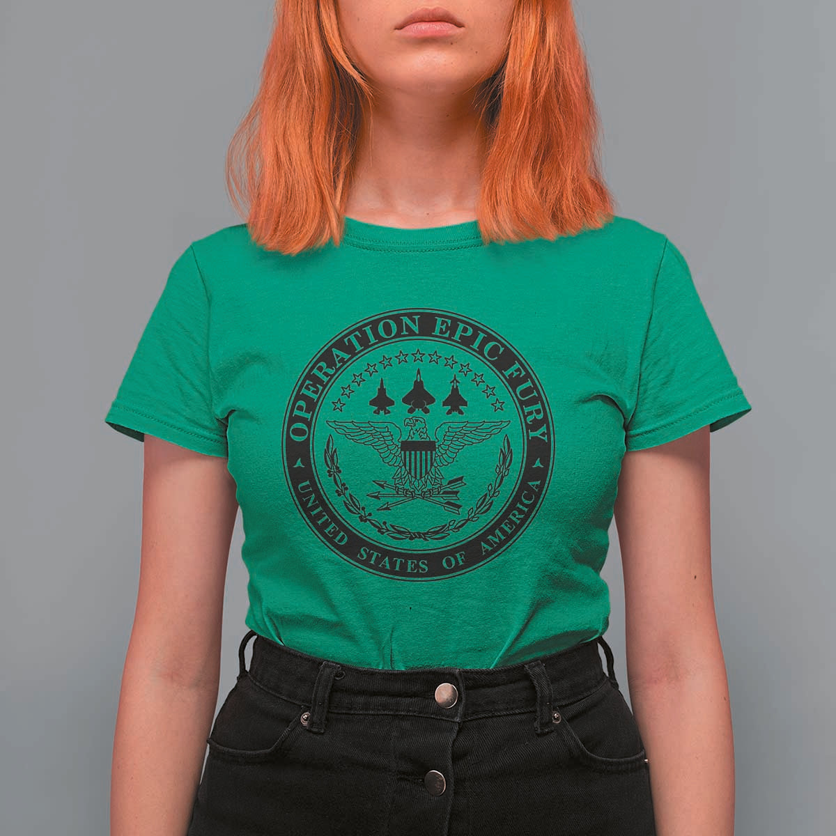 Operation Epic Fury USA Military Seal T Shirt For Women Patriotic Air Power Aviation Tribute