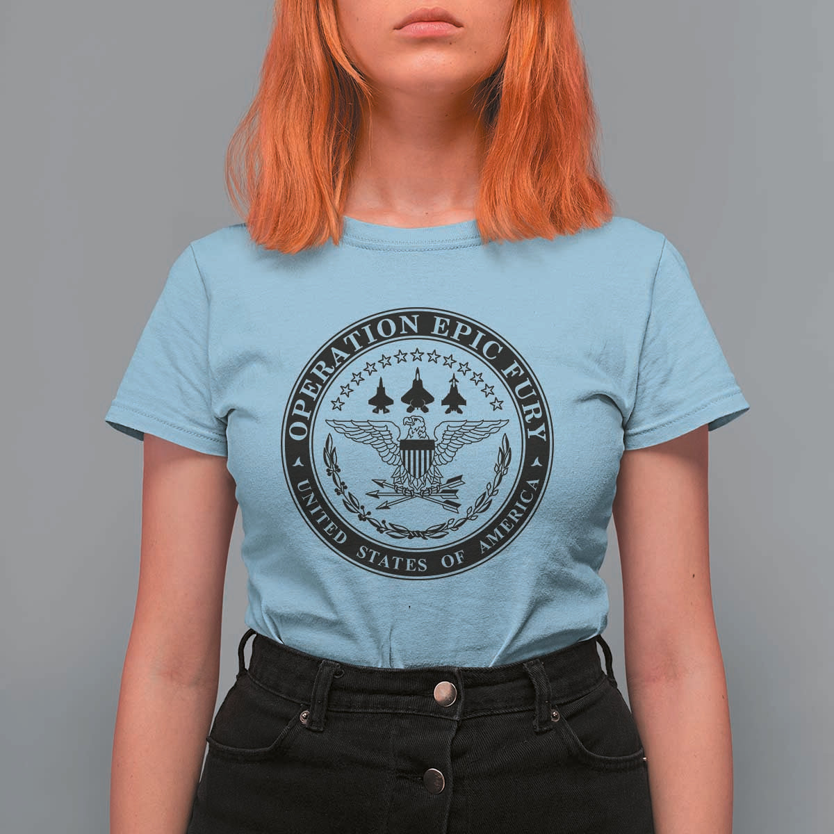 Operation Epic Fury USA Military Seal T Shirt For Women Patriotic Air Power Aviation Tribute