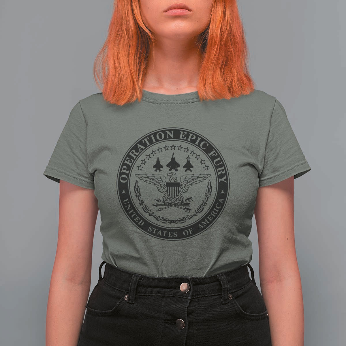 Operation Epic Fury USA Military Seal T Shirt For Women Patriotic Air Power Aviation Tribute
