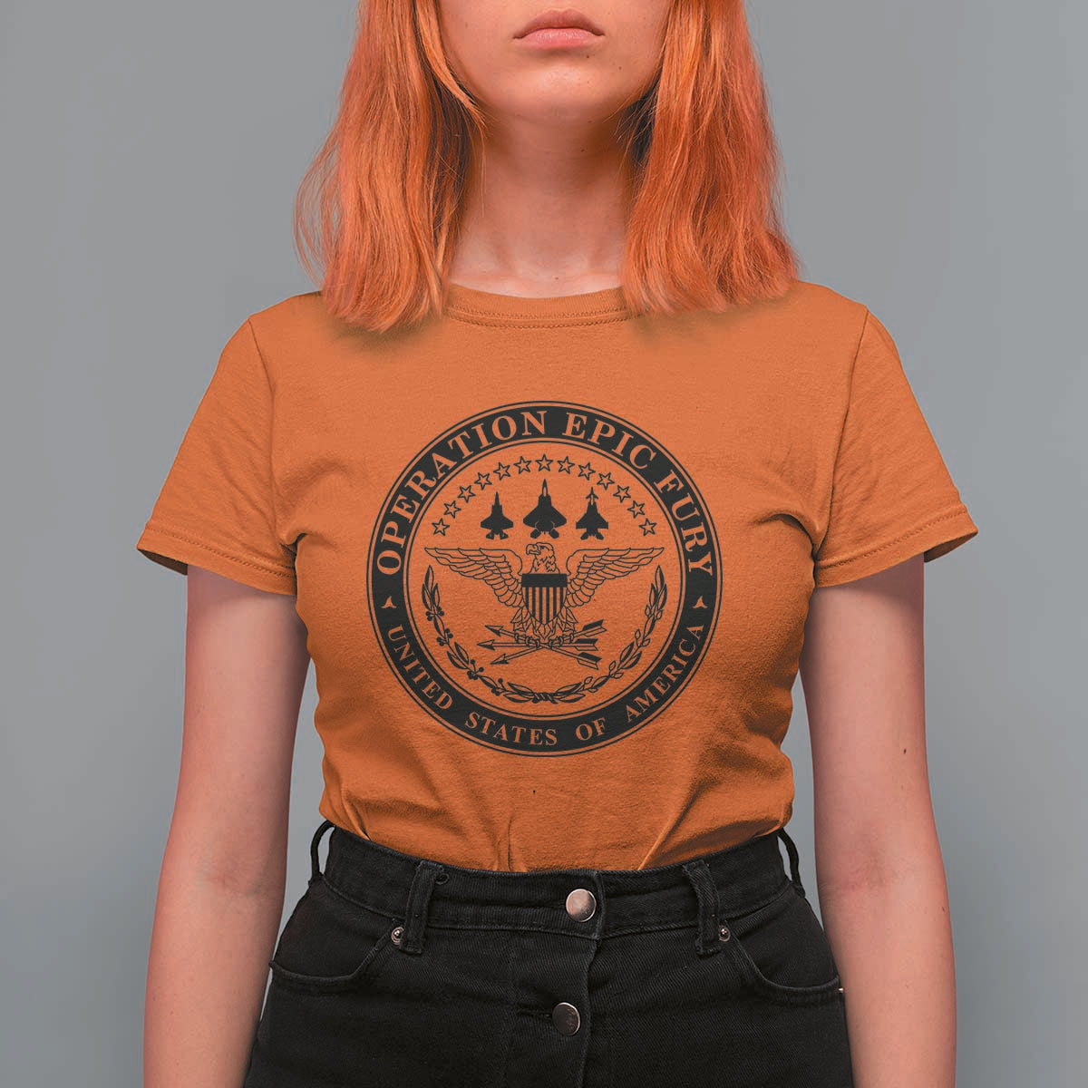 Operation Epic Fury USA Military Seal T Shirt For Women Patriotic Air Power Aviation Tribute
